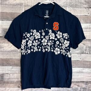 Wes & Willy Hawaiian Floral Syracuse Orange Polo Shirt Mens 2XL Navy Football